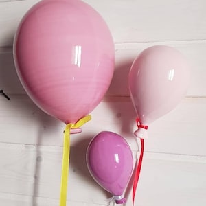 triple PINK ceramic BALLOONS, BARBIE Ceramic Balloon, Decorative Balloons, Pink Wall Balloons, Ceramic Balloons
