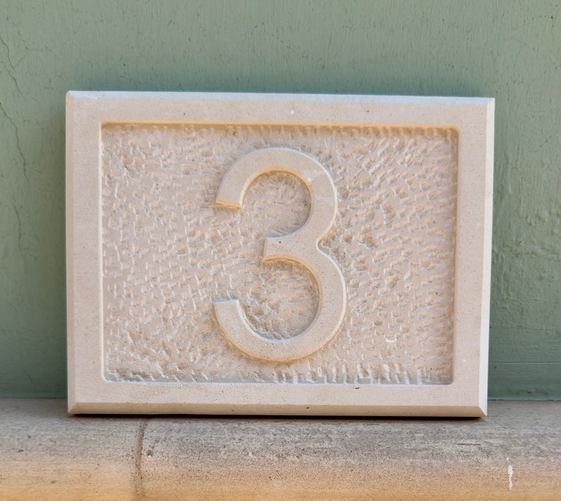 Deep Engraved Stone Limestone Sign House Nameplate Handmade House Sign Limestone Numbers Slate