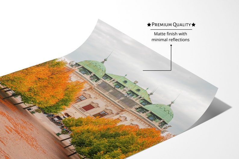May include: A photograph of a building with a green roof and yellow walls. The building is surrounded by trees with yellow leaves. The ground is covered in fallen leaves.