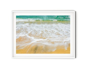 Calm Waves Print, Fine Art Ocean Photography Print, Greek Beach Wall Art, Aegean Sea Shoreline Photo, Minimalist Beach Themed Decor