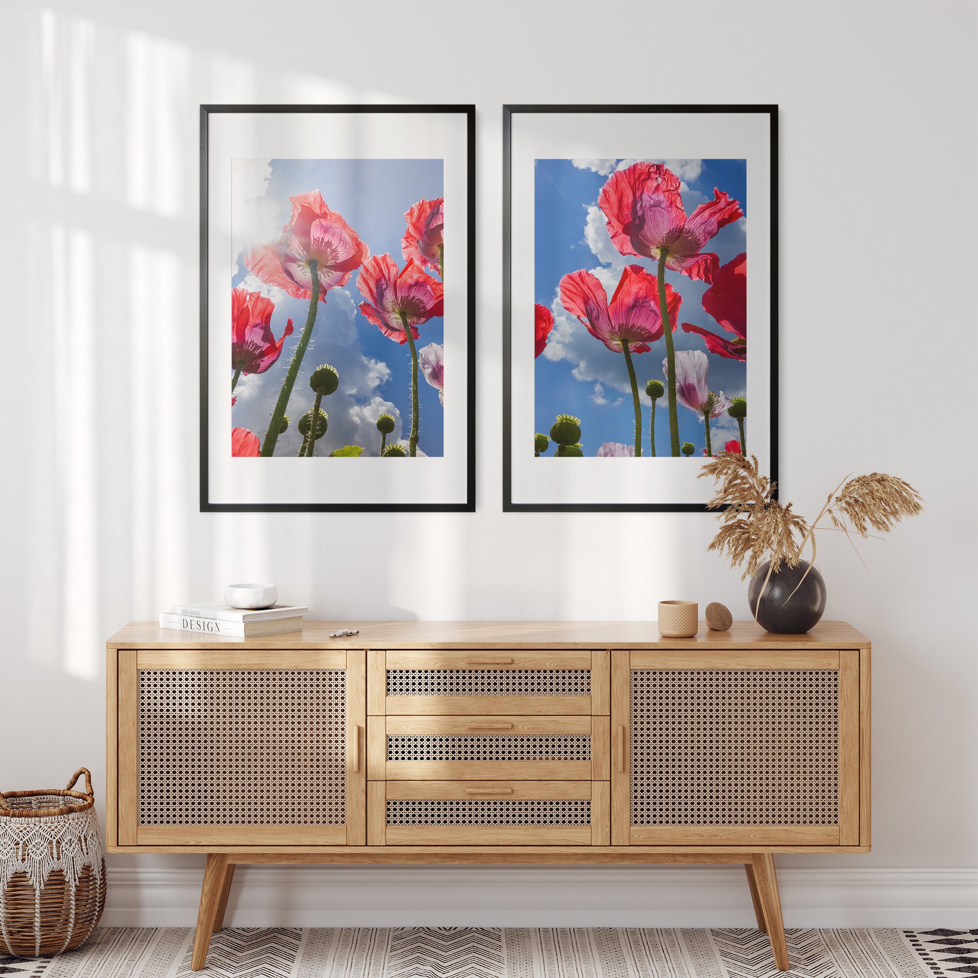 Red Poppy Wall Art Set of 2 Fine Art Photography Prints, Botanical ...
