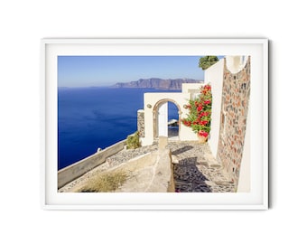 Oia Santorini Print, Fine Art Greece Photography, Greek Islands Wall Art, Mediterranean Architecture Poster, Modern Travel Themed Decor