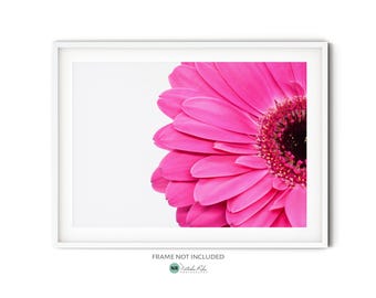 Pink Flower Print, Gerbera Daisy Flower Photography Print, Modern Floral Wall Art, Minimalist Botanical Art Print, Romantic Gift Idea