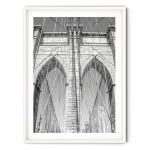 Black and White Brooklyn Bridge Print, Fine Art New York City Photography, Modern New York Wall Art, Monochrome Travel Themed Decor