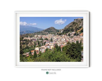Taormina Sicily Print, Fine Art Italy Photography, Italian Landscape Wall Art, Sicilian Village Photo, Rustic Mediterranean Style Decor