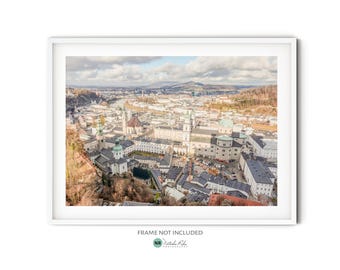 Aerial View of Salzburg Print - Fine Art Travel Photography Wall Art for European Home Decor