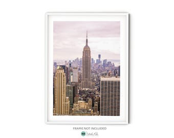 Pastel Pink New York City Print, Fine Art New York Photography, Empire State Building Wall Art, Modern Travel Themed Decor