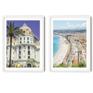 French Riviera Print Set, Fine Art Nice Photography, Cote d'Azur Gallery Wall Set of 2 Prints, South of France Themed Room Decor