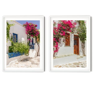 Paros Wall Art Set of 2 Prints, Greek Islands Print Set, Fine Art Greece Photography, Boho Style Home Decor, Travel Themed Gallery Wall Set