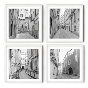 European Street Photography Print Set, Black and White Fine Art Europe Print Set, Minimalist Travel Gallery Wall Set, Monochrome Home Decor