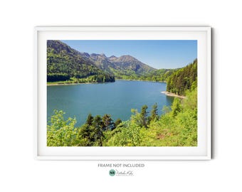 Mountain Lake Print, Fine Art Lake Photography, Austrian Mountain Photo, Salzkammergut Landscape Wall Art, Rustic Nature Themed Cabin Decor