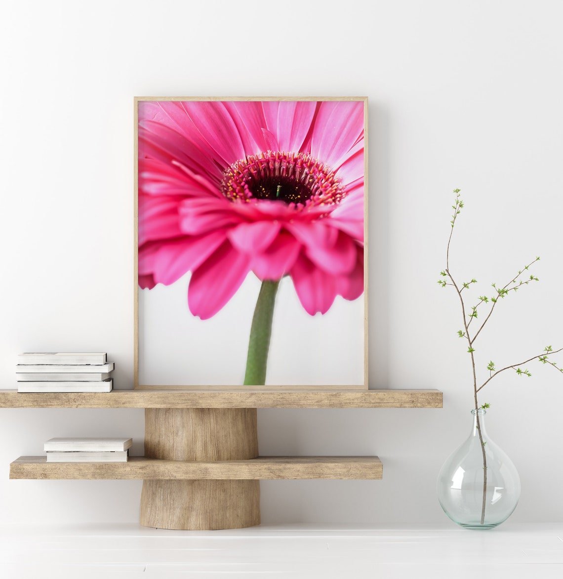 Pink Gerbera Daisy Print, Fine Art Flower Photography, Large Bloom ...