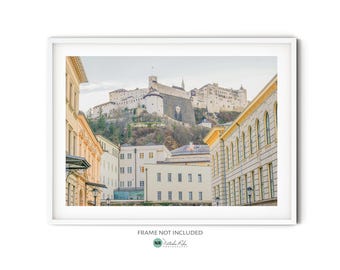 Fortress Hohensalzburg Photo, Fine Art Salzburg Photography, Austria Wall Art, European Architecture Print, Neutral Travel Themed Decor