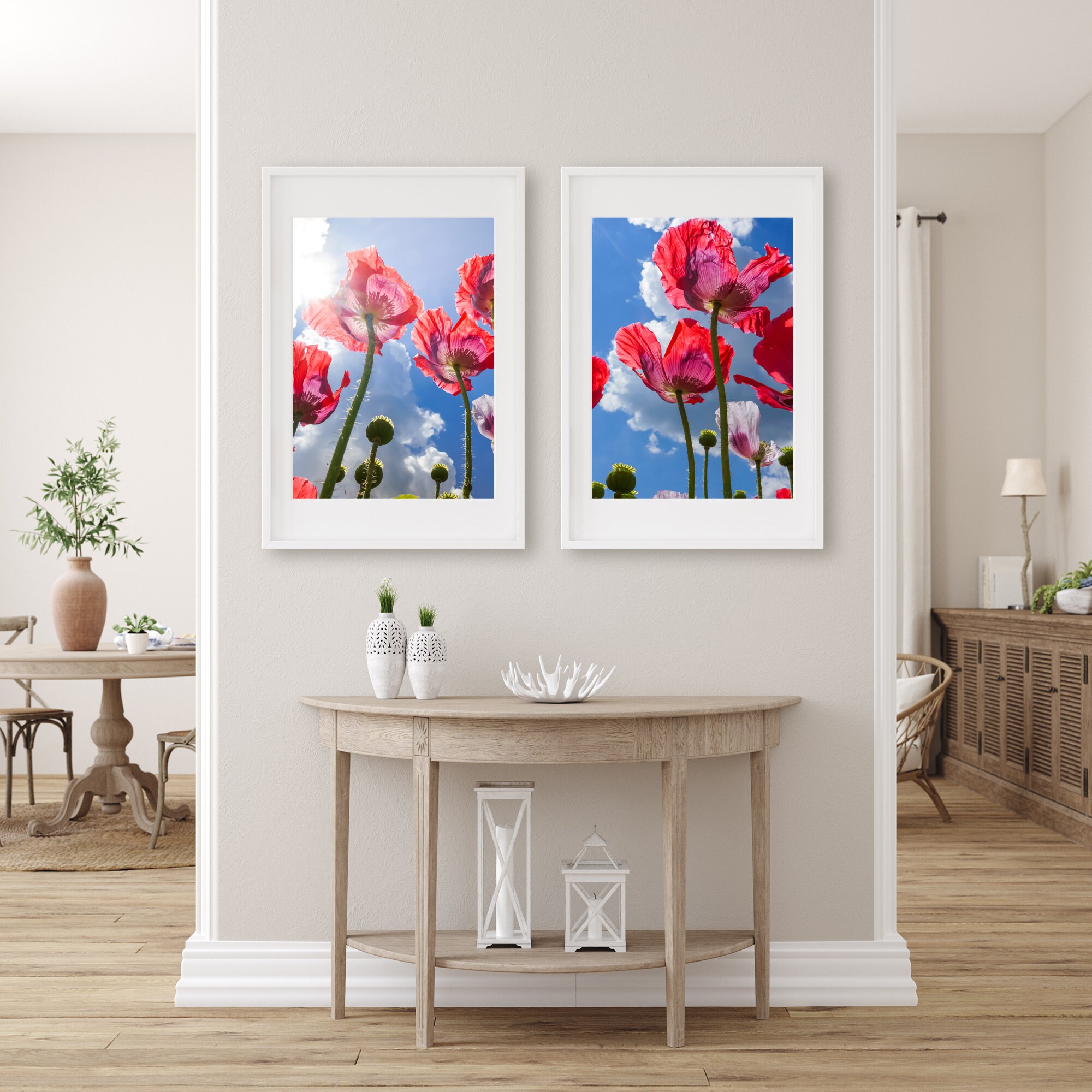 Red Poppy Wall Art Set of 2 Fine Art Photography Prints, Botanical ...