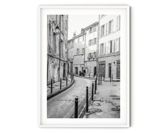 French Street Photography, Black & White Fine Art Aix en Provence Print, Europe City Travel Print, Minimalist Monochrome Wall Art Decor