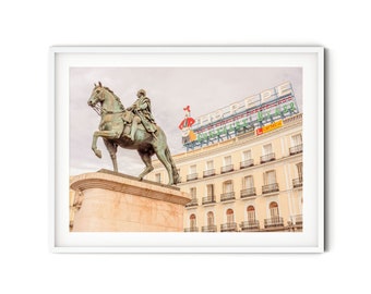 Puerta del Sol Print, Fine Art Madrid Photography, Spain Wall Art, European City Architecture Poster, Mediterranean Travel Themed Decor