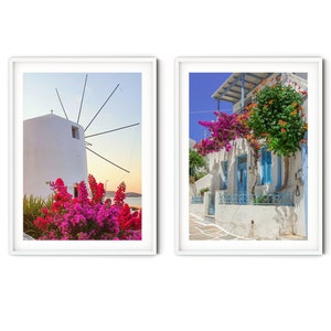 Paros Wall Art Set of 2 Prints, Greek Islands Print Set, Fine Art Greece Photography, Boho Style Home Decor, Travel Themed Gallery Wall Set