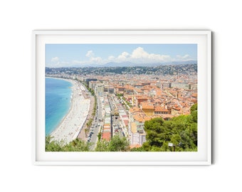 Cote d'Azur Photography, Fine Art French Riviera Print, Nice France Wall Art, Promenade des Anglais Beach Photo, Coastal Travel Themed Decor