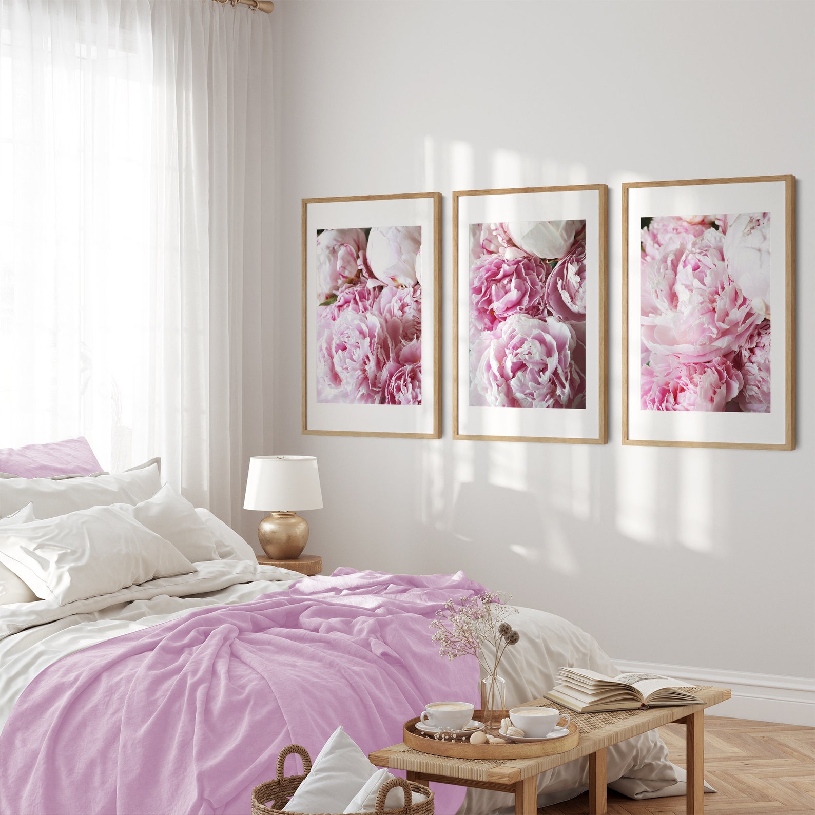 Blush Pink Peony Print Set, Fine Art Peony Photography, Pastel Flower ...