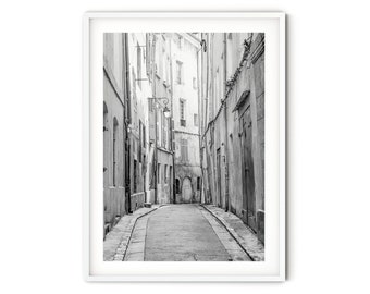 European Street Photography, Black & White Fine Art Aix en Provence Print, French City Travel Print, Minimalist Monochrome Wall Art Decor