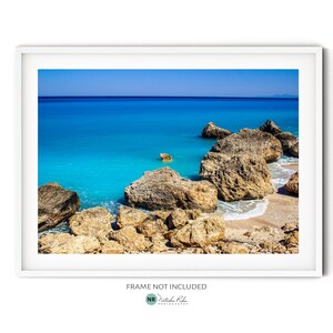 Turquoise Ocean Print, Fine Art Beach Photography, Lefkada Greece Art Print, Minimalist Coastal Wall Art, Modern Beach House Decor