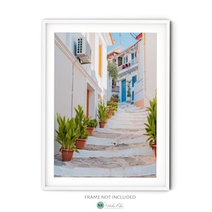 Alley in Skopelos Print - Fine Art Travel Photography Print for Mediterranean Greece Themed Home Decor