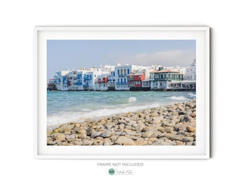 Little Venice Mykonos Print, Greece Wall Art, Fine Art Travel Photography Print, Colorful Greek Island Poster, Mediterranean Coastal Decor