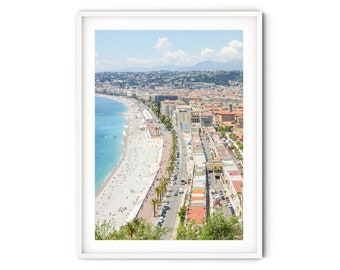 Cote d'Azur Photography, Fine Art French Riviera Print, Nice France Wall Art, Promenade des Anglais Beach Photo, Coastal Travel Themed Decor