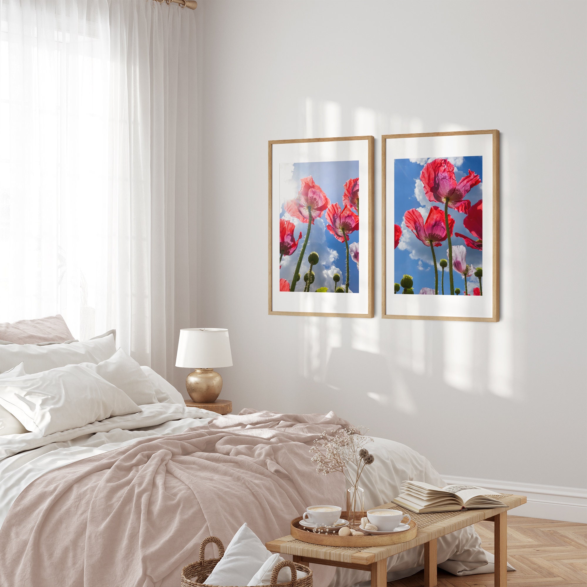 Red Poppy Wall Art Set of 2 Fine Art Photography Prints, Botanical ...