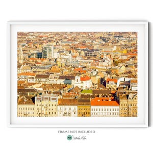 Aerial View of Budapest Print, Fine Art Budapest Photography, Hungary Wall Art, European City Skyline Poster, Rustic Travel Themed Decor