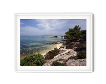 Halkidiki Coastline Photo, Fine Art Greece Photography, Tropical Coastal Wall Art, Greek Beach Print, Turquoise Mediterranean Decor