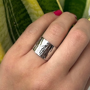 Stainless Steel Ring, Hammered Ring, Thick Ring, Statement Ring, Thumb Ring, Chunky Ring, Boho Silver Ring, Rings for Women/Men, Man Ring