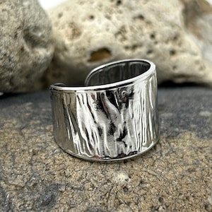 Stainless Steel Ring, Hammered Ring, Thick Ring, Statement Ring, Thumb Ring, Chunky Ring, Boho Silver Ring, Rings for Women/Men, Man Ring