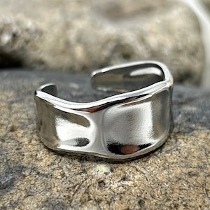 Stainless Steel Ring, Hammered Ring, Statement Ring, Unique Ring, Simple Ring, Thick Chunky Ring, Silver Gold Boho Ring, Rings for Women/Men
