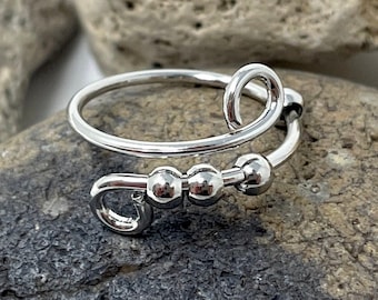 925 Sterling Silver Spinner Ring: Adjustable Meditation Fidget Ring