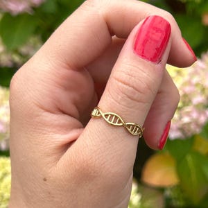 Stainless Steel Ring, DNA Helix Ring, Promise Ring, Unique Gold Ring, Statement Ring, Gothic Ring, Open Adjustable Ring, Rings for Women