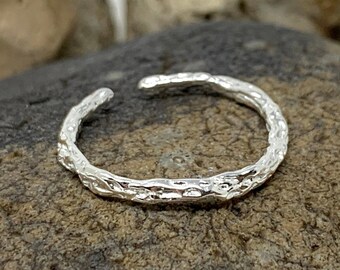 925 Sterling Silver Ring, Hammered Ring, Twig Ring, Adjustable Open Ring, Boho Ring, Solid Silver Band, Dainty Stacking Rings for Women