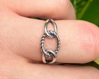 925 Sterling Silver Ring, Knot Ring, Twisted Ring, Twist Ring, Boho Ring, Weaved Ring, Rope Ring, Thumb Ring, Adjustable Rings for Women
