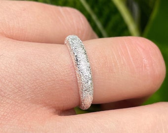 925 Sterling Silver Ring, Moon Ring, Crescent Ring, Sparkle Ring, Frosted Ring, Textured Ring, Elegant Ring, Thick Rings for Women & Girls