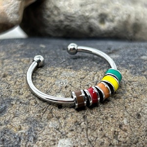 Adjustable Stainless Steel Spinner Ring: Colorful Beaded Fidget, Meditation, Anxiety Ring
