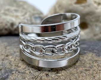 Stainless Steel Ring, MultiBand Ring, Twisted Thick Ring, Statement Ring, Multi Layer Ring, Chunky Ring, Silver Ring, Rings for Women/Men
