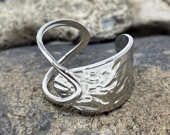 Stainless Steel Ring, Hammered Ring, Thick Ring, Statement Ring, Thumb Ring, Chunky Ring, Unique Silver Ring, Boho Ring, Rings for Women/Men