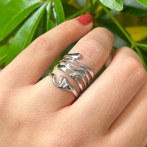 ★TOU★ NP026 Triple Twist Band Open Ring 925 Sterling Silver Twisted Ring, Triple Band, Braided Ring