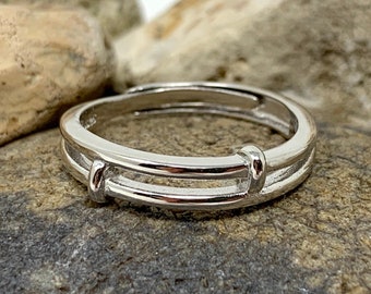 925 Sterling Silver Ring, Double Band Ring, Adjustable Open Ring, Boho Ring, Man Ring, Minimalist Ring, Thumb Ring, Rings for Women Men
