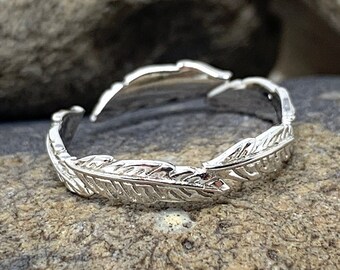 adjustable plume ring silver