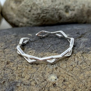 Anillo de plata de ley 925, anillo geométrico, anillo minimalista, anillo delicado, anillo hexagonal apilable, anillo bohemio, anillo abierto ajustable, anillos para mujer