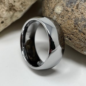 Silver Tungsten Ring, Tungsten Wedding Band, Thick 8mm Ring, Wedding Ring, Engagement Ring, Man Ring, Rings for Men Women, Anniversary Ring