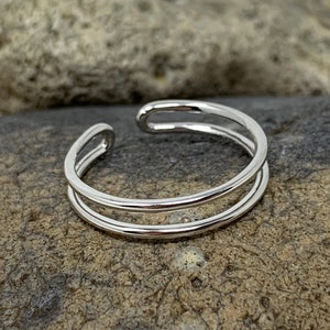 Stainless Steel Ring, Minimalist Open Ring, Adjustable Ring, Dainty Stacking Ring, Boho Ring, Double Band Bohemian, Thin Rings for Women Men