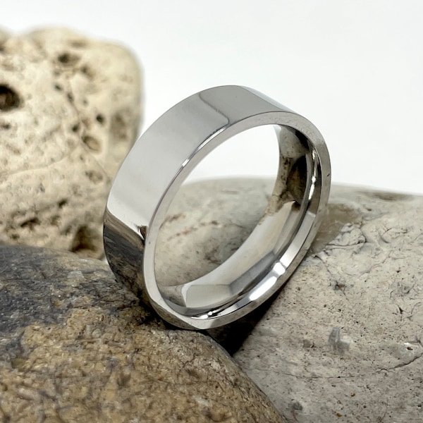 Edelstahlring, 6 mm minimalistischer Ring, Männerring, Ringe für Frauen, Herren-Damenschmuck, Eheringe, Stahlband, dicker klobiger Ring