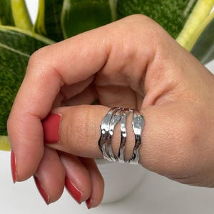 Stainless Steel Ring, Hammered Thick Ring, Statement Ring, Multi Layer Ring, Thumb Ring, Chunky Ring, Silver Boho Ring, Rings for Women/Men